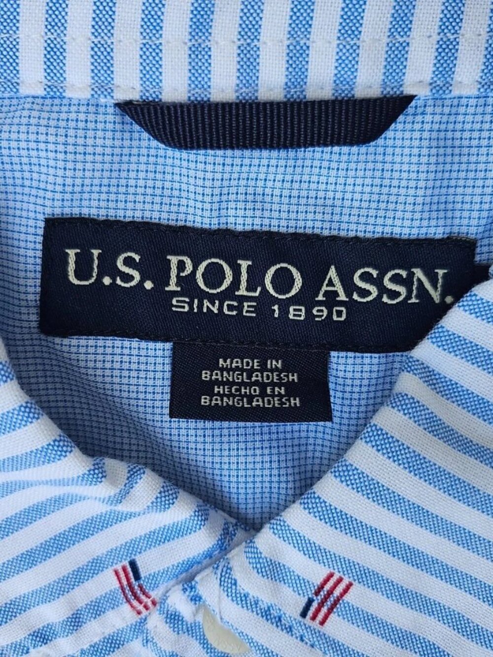 U.S. Polo Assn. Men Casual Short Long Sleeve Collared Blue Stripe Size M NWT - Picture 9 of 10